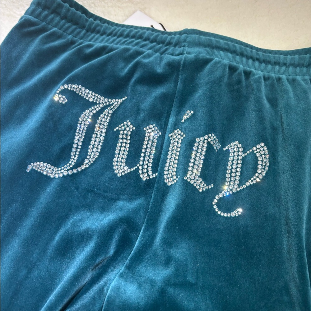 Juicy Couture OG Bling Velour Track Pants Size M Blue Y2K - Picture 10 of 14